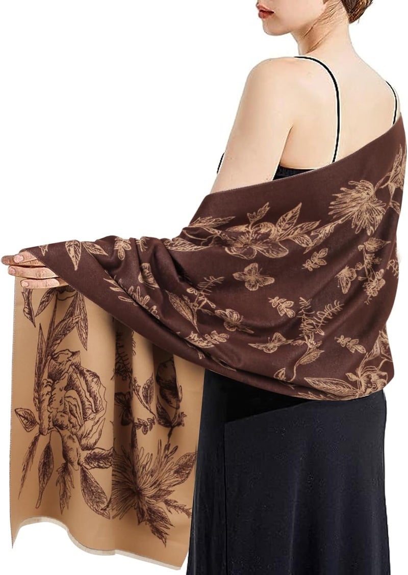 EXTREE Scarfs for Women Pashmina Silky Shawl Wrap for Evening Dressing Blanket Open Front Poncho Cape - Image 5